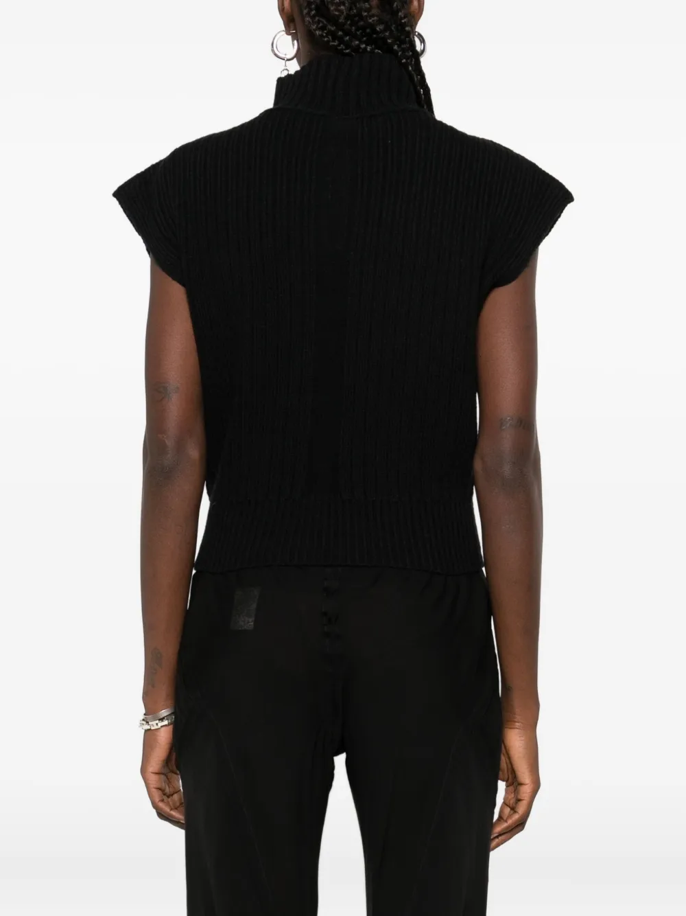 Rick Owens Mouwloze top met hoge hals Zwart