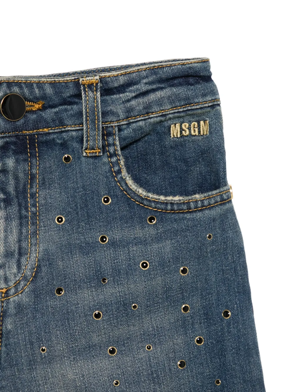 MSGM Kids Jeans met wijde pijpen en ringlets Blauw
