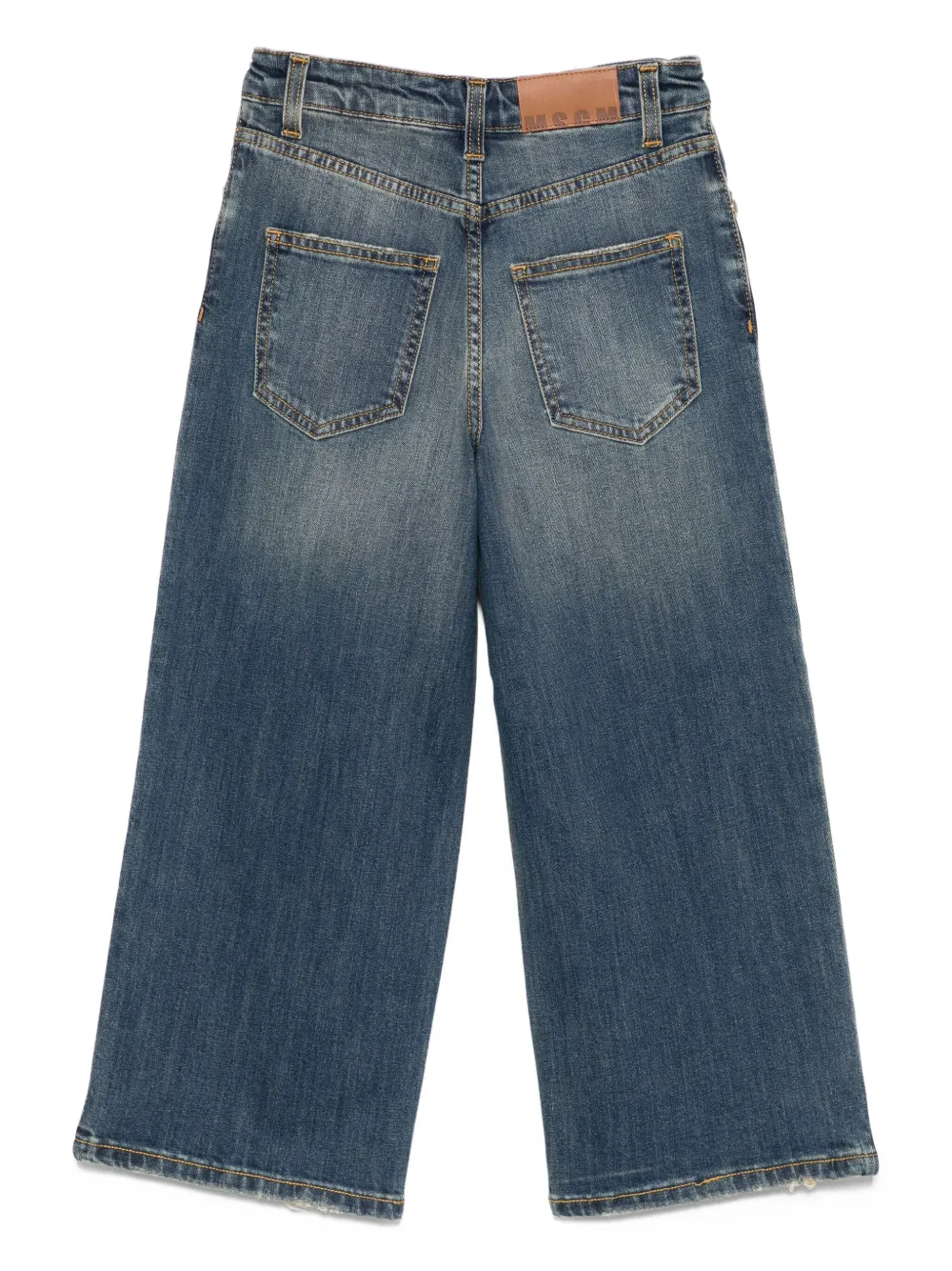 MSGM Kids Jeans met wijde pijpen en ringlets Blauw