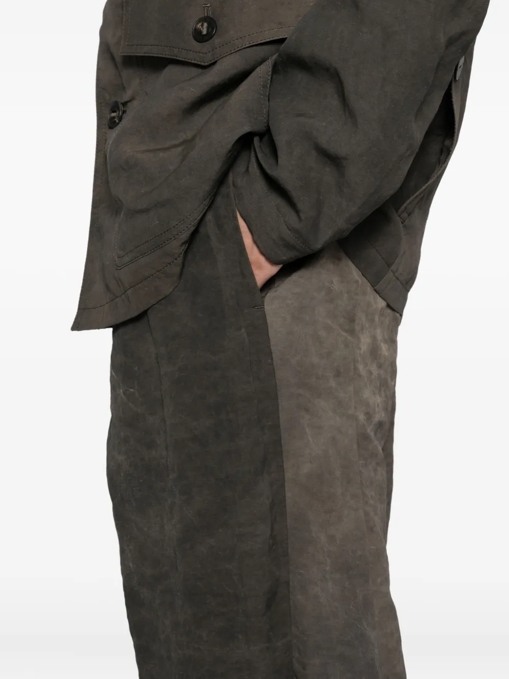Devoa Oversized Viscose And Linen Trousers In Brown