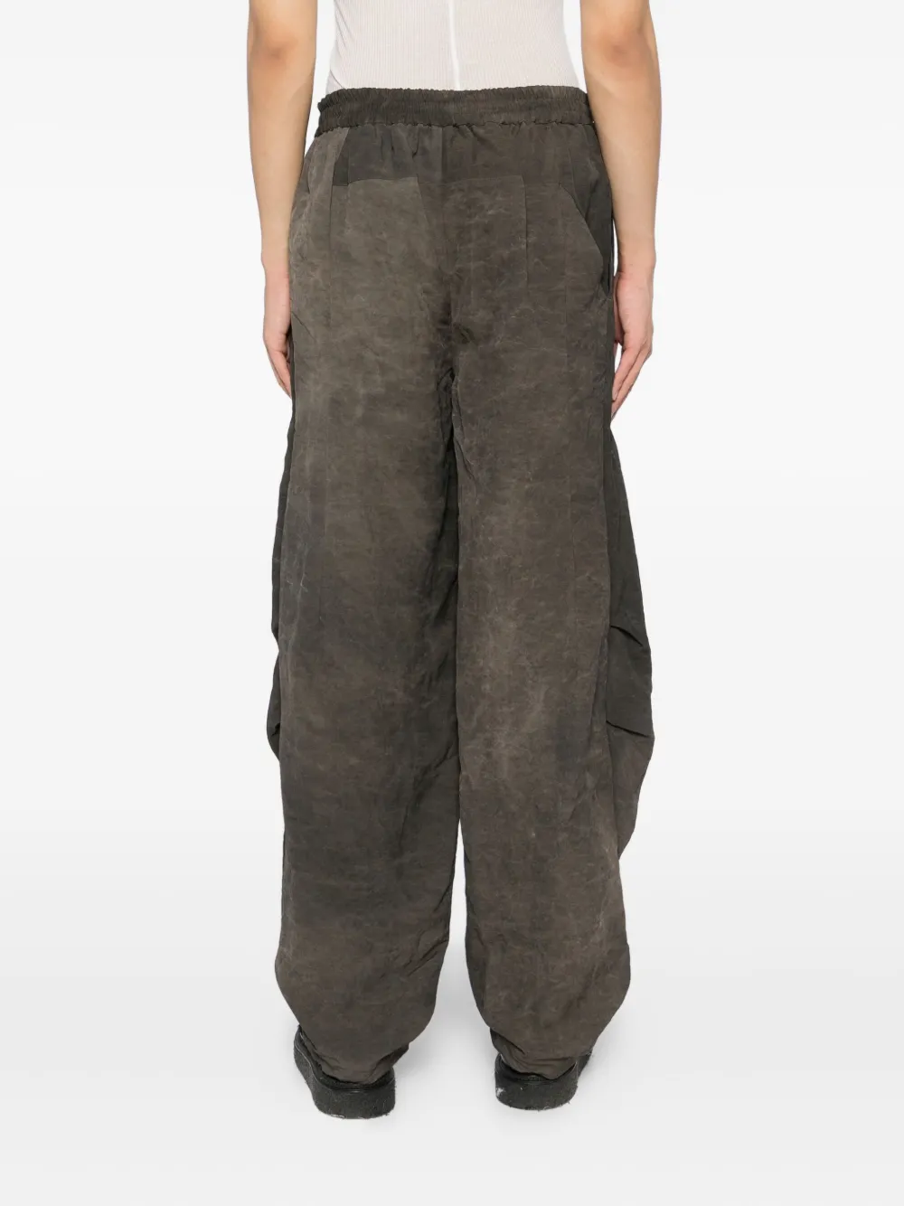 Devoa Oversized Viscose And Linen Trousers In Brown