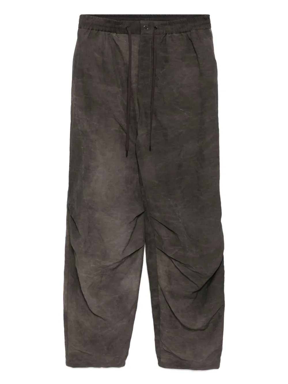 Devoa Oversized Viscose And Linen Trousers In Brown