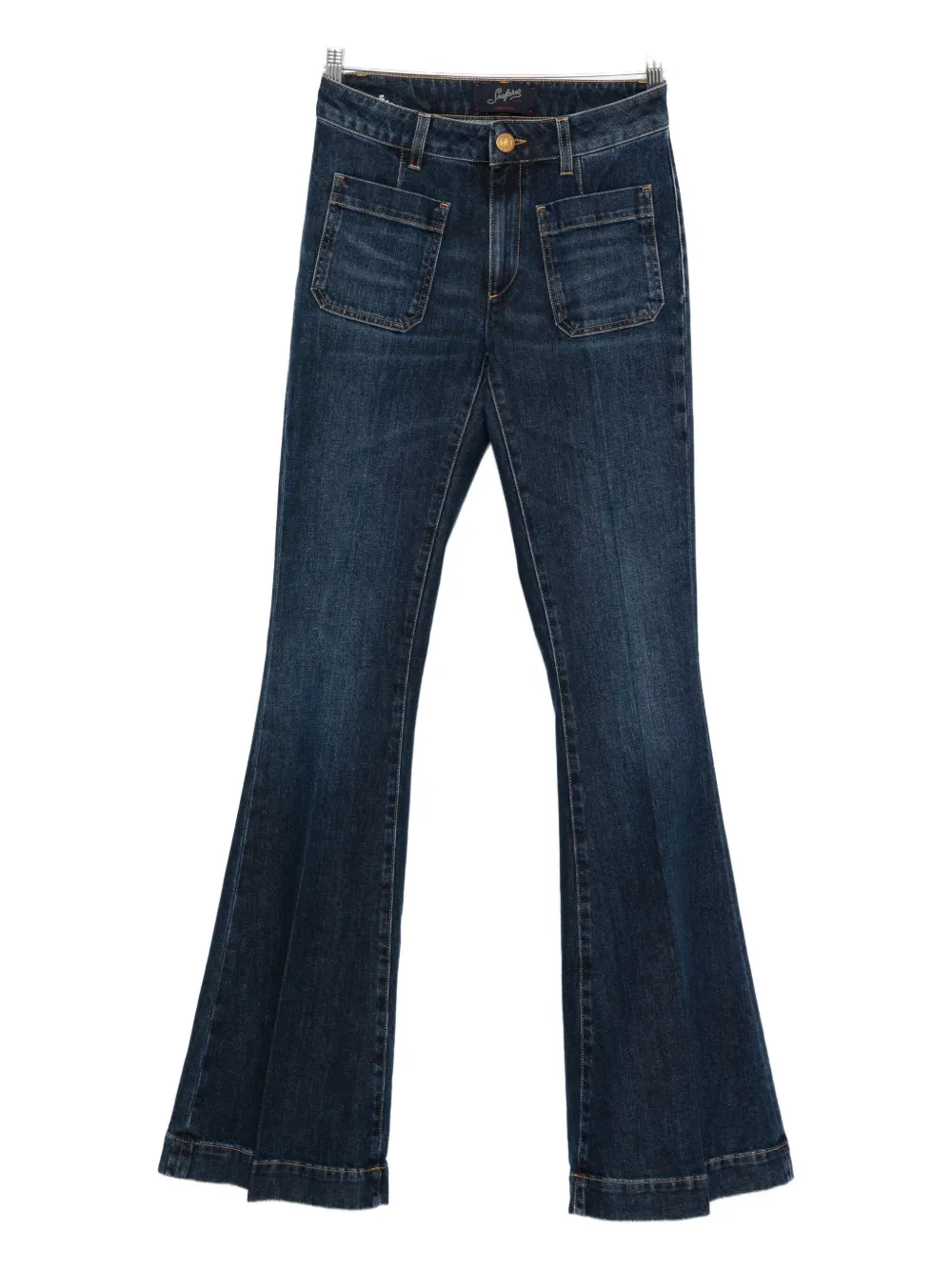 Seafarer Capucine Flap-pocket Bootcut Jeans In Blue