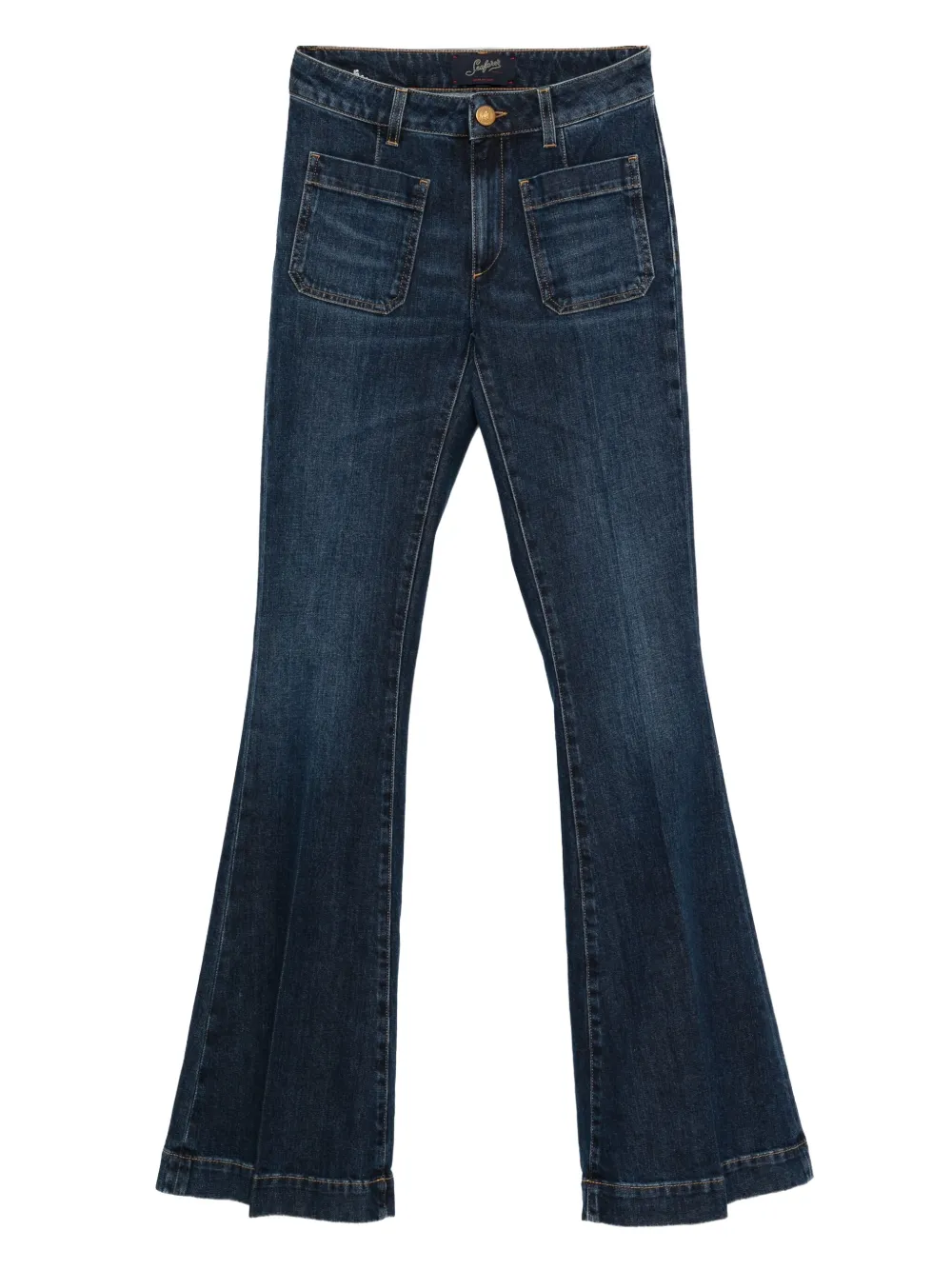 Capucine flap-pocket bootcut jeans