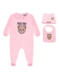 Moschino Kids teddy-print Peter Pan collar babygrow - Pink
