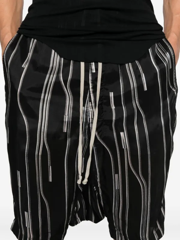 Rick Owens Rick's Pods stripe-pattern Drawstring Shorts