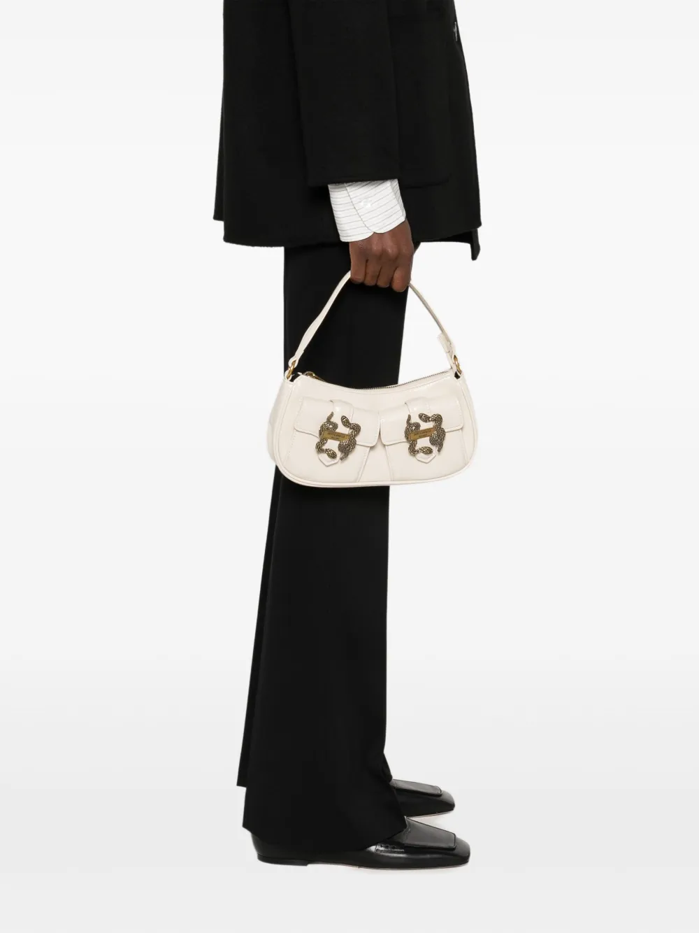 Just Cavalli snake-buckle tote bag - Beige