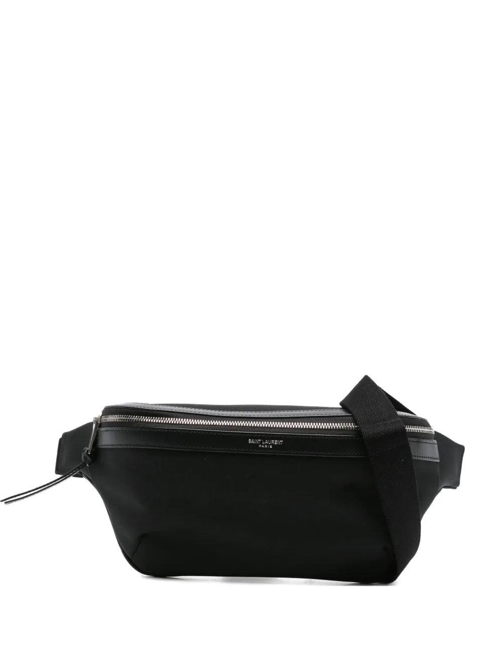 Saint Laurent leather-trimmed zip belt bag Zwart