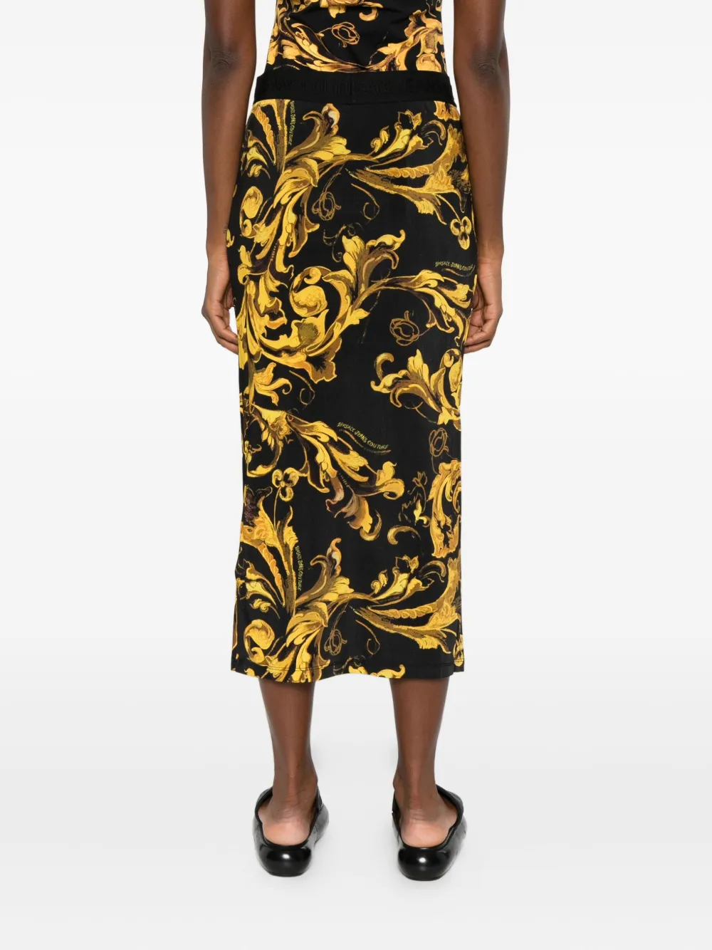 Versace Jeans Couture baroque-print midi skirt Zwart