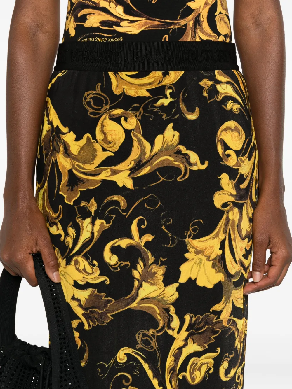 Versace Jeans Couture baroque-print midi skirt Zwart