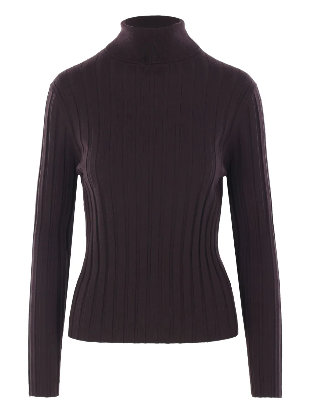 Allude Ribbed Turtleneck Sweater In Brown