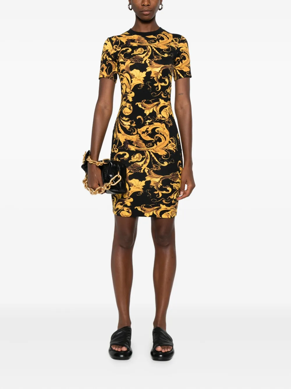 Versace Jeans Couture baroque-print short-sleeve mini dress Zwart