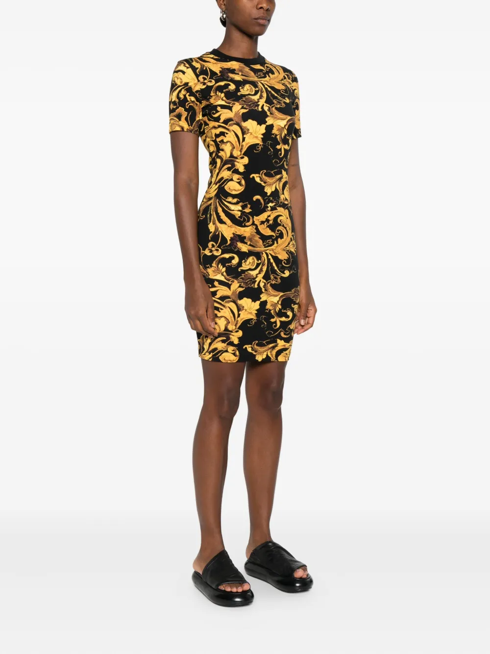 Versace Jeans Couture baroque-print short-sleeve mini dress Zwart