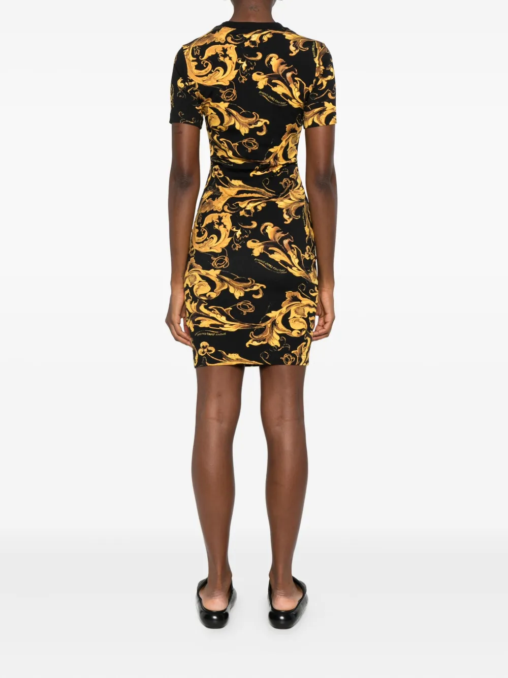 Versace Jeans Couture baroque-print short-sleeve mini dress Zwart