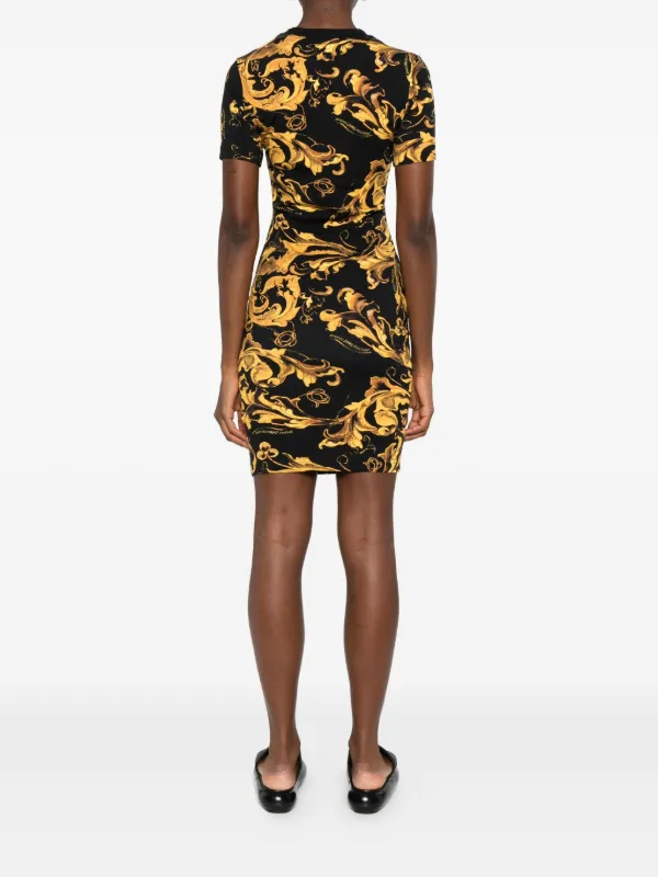 Versace Baroque-print Mini Dress - Black