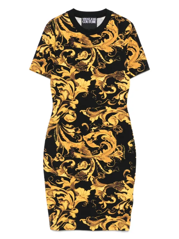 Versace Baroque-print Mini Dress - Black