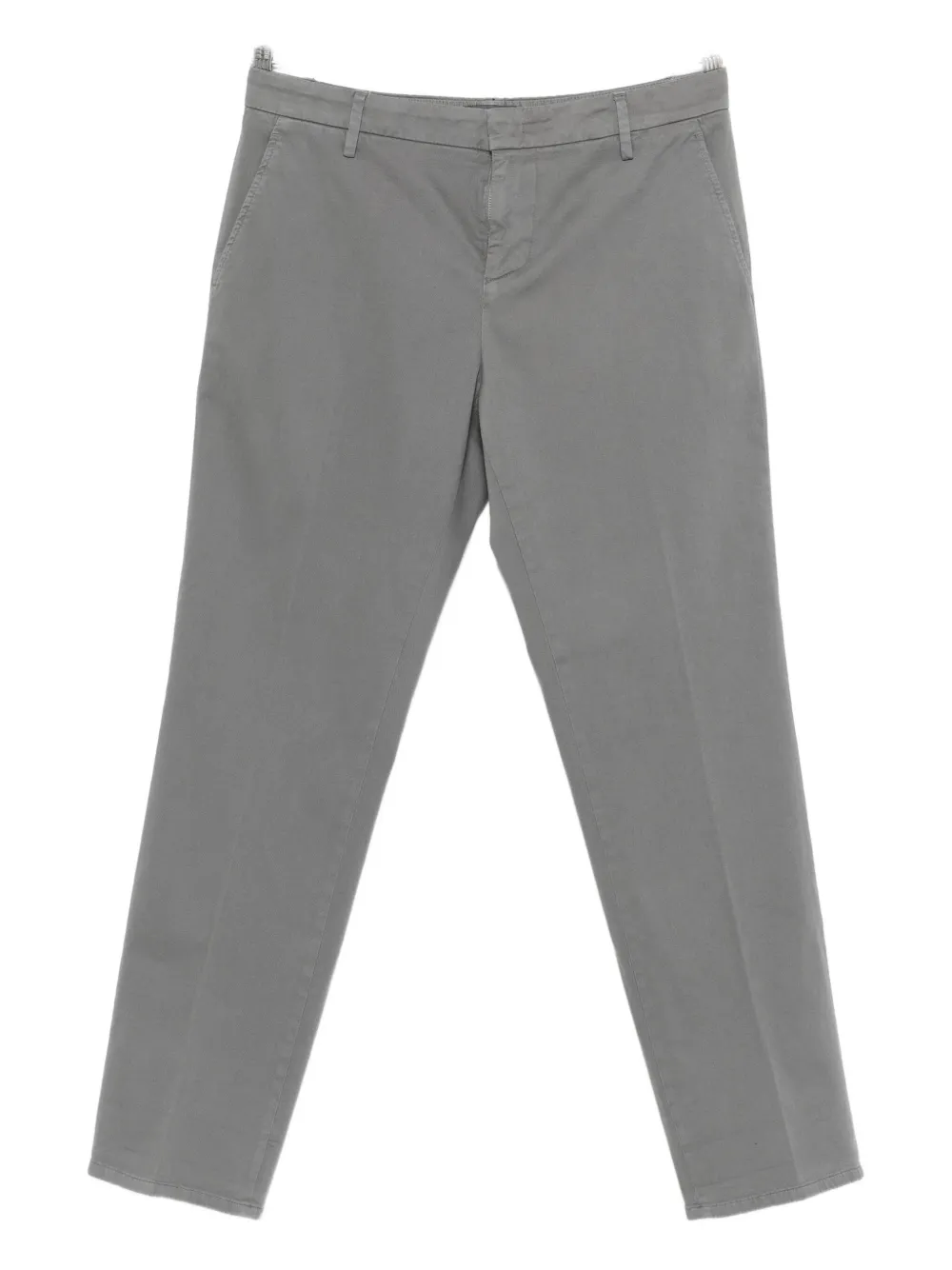 Dondup Straight-cut Cotton Trousers With Slash Pockets In Gray