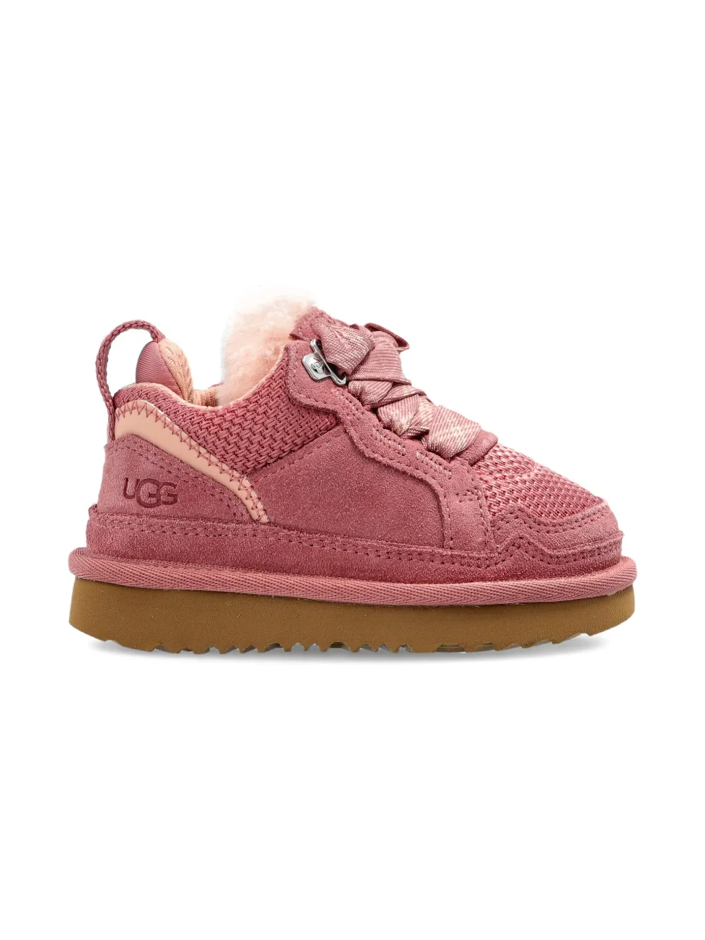 Ugg Babies' Lowmel Ribbon-lace Shearling-lined Sneakers In Pink