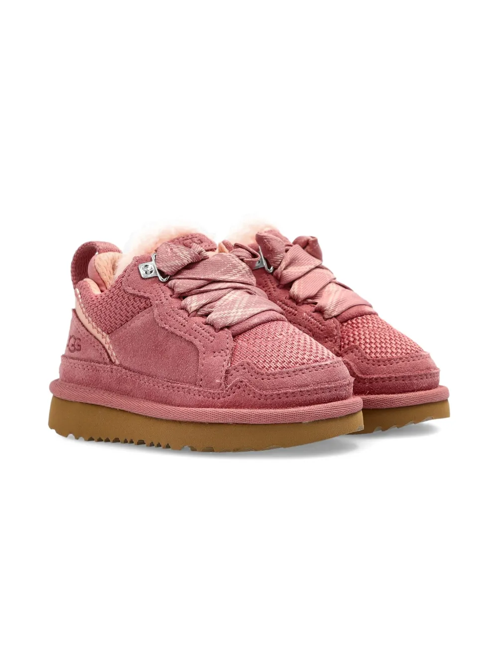 UGG Kids Lowmel ribbon-lace shearling-lined sneakers Pink