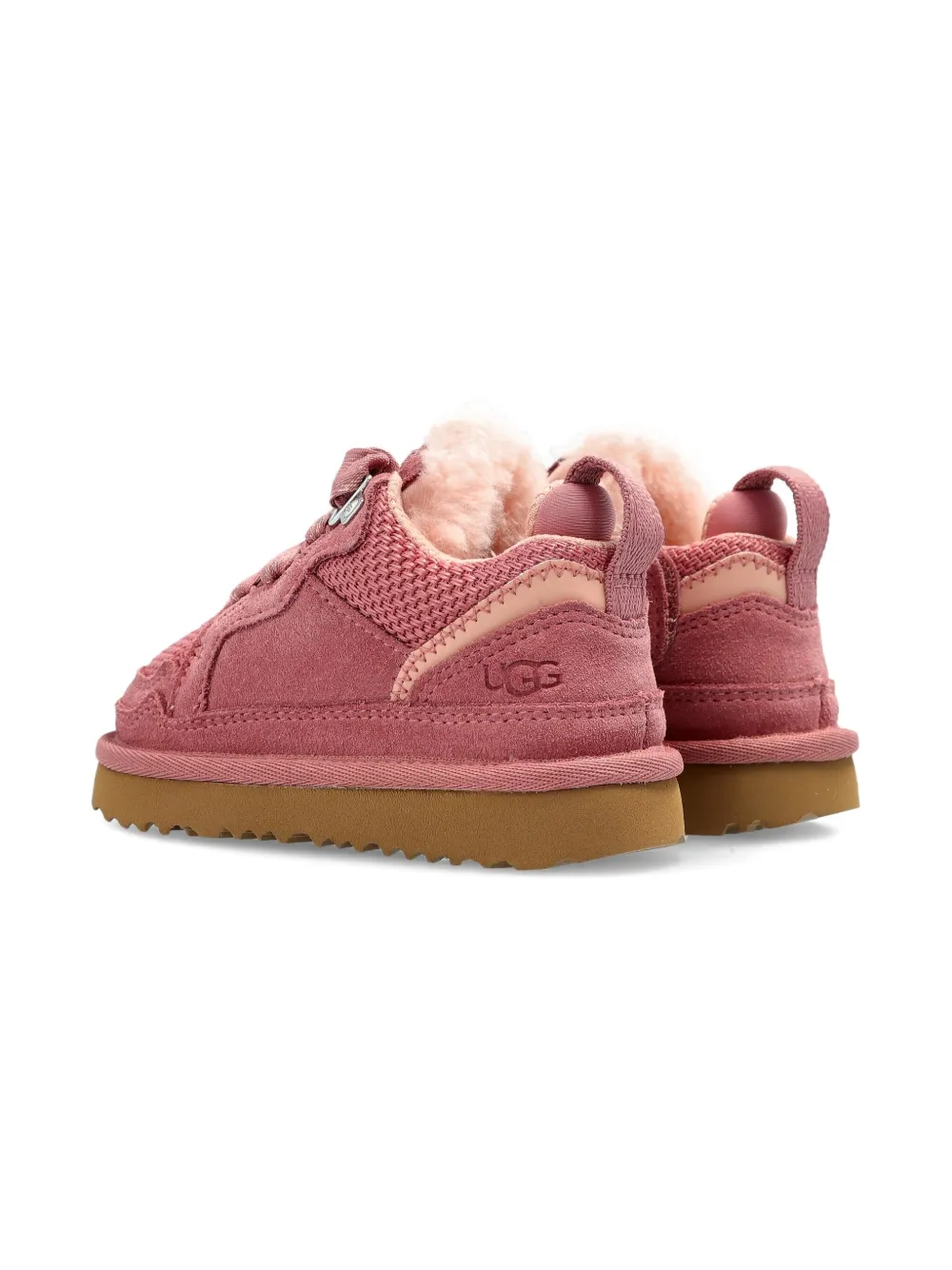 UGG Kids Lowmel ribbon-lace shearling-lined sneakers Pink