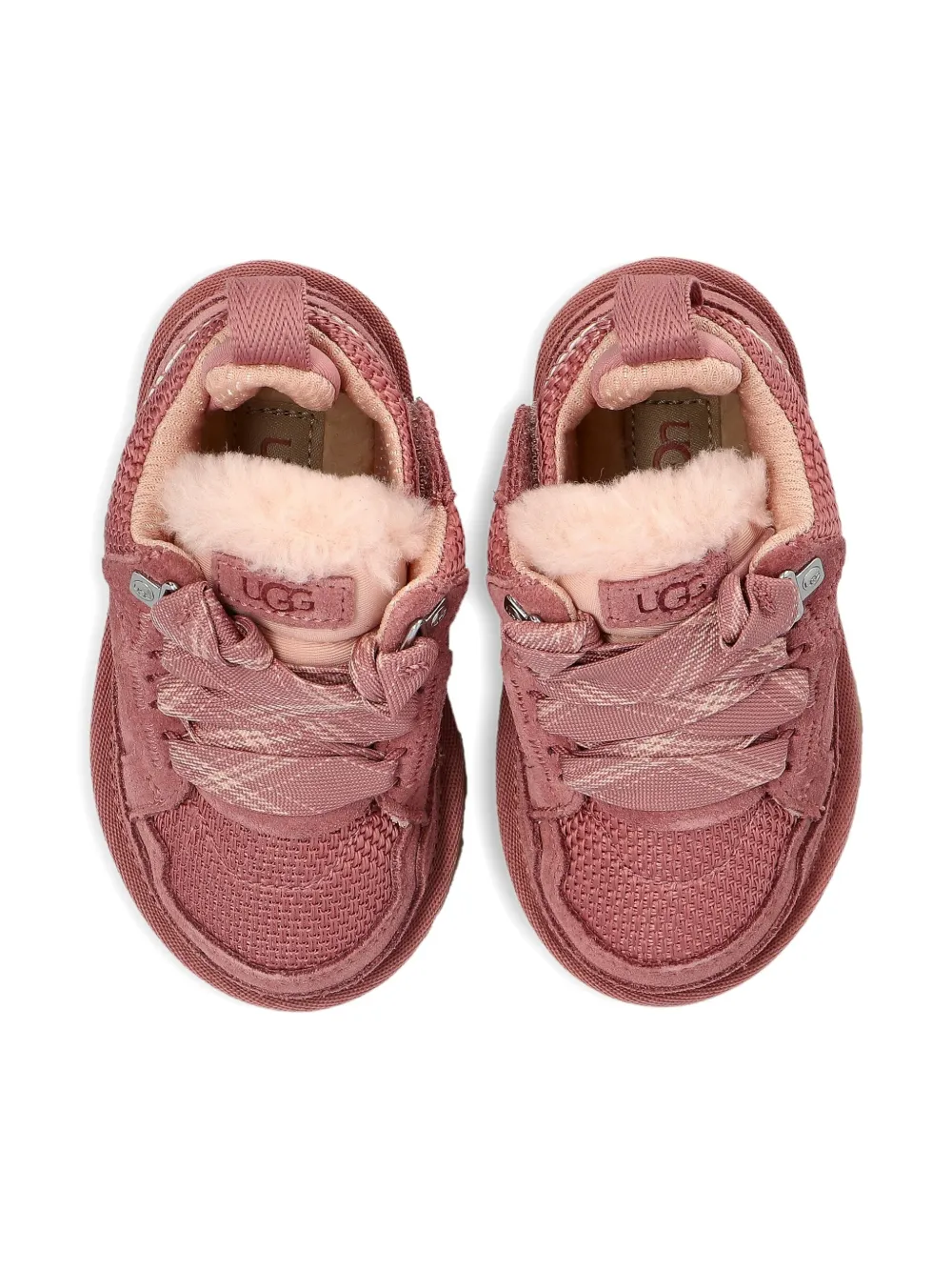 UGG Kids Lowmel ribbon-lace shearling-lined sneakers Pink