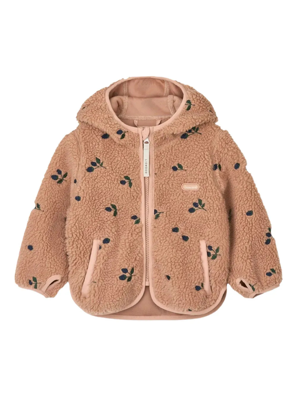 Liewood Mara Pile fleece jack met bessenprint Bruin