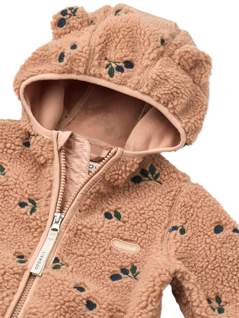 Liewood Mara Pile fleece jack met bessenprint Bruin