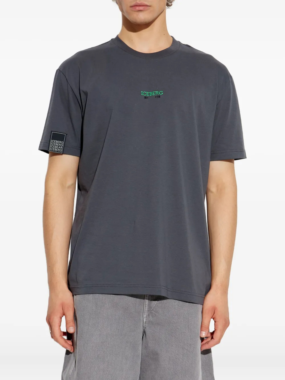 Iceberg Katoenen T-shirt met geborduurd logo Grijs