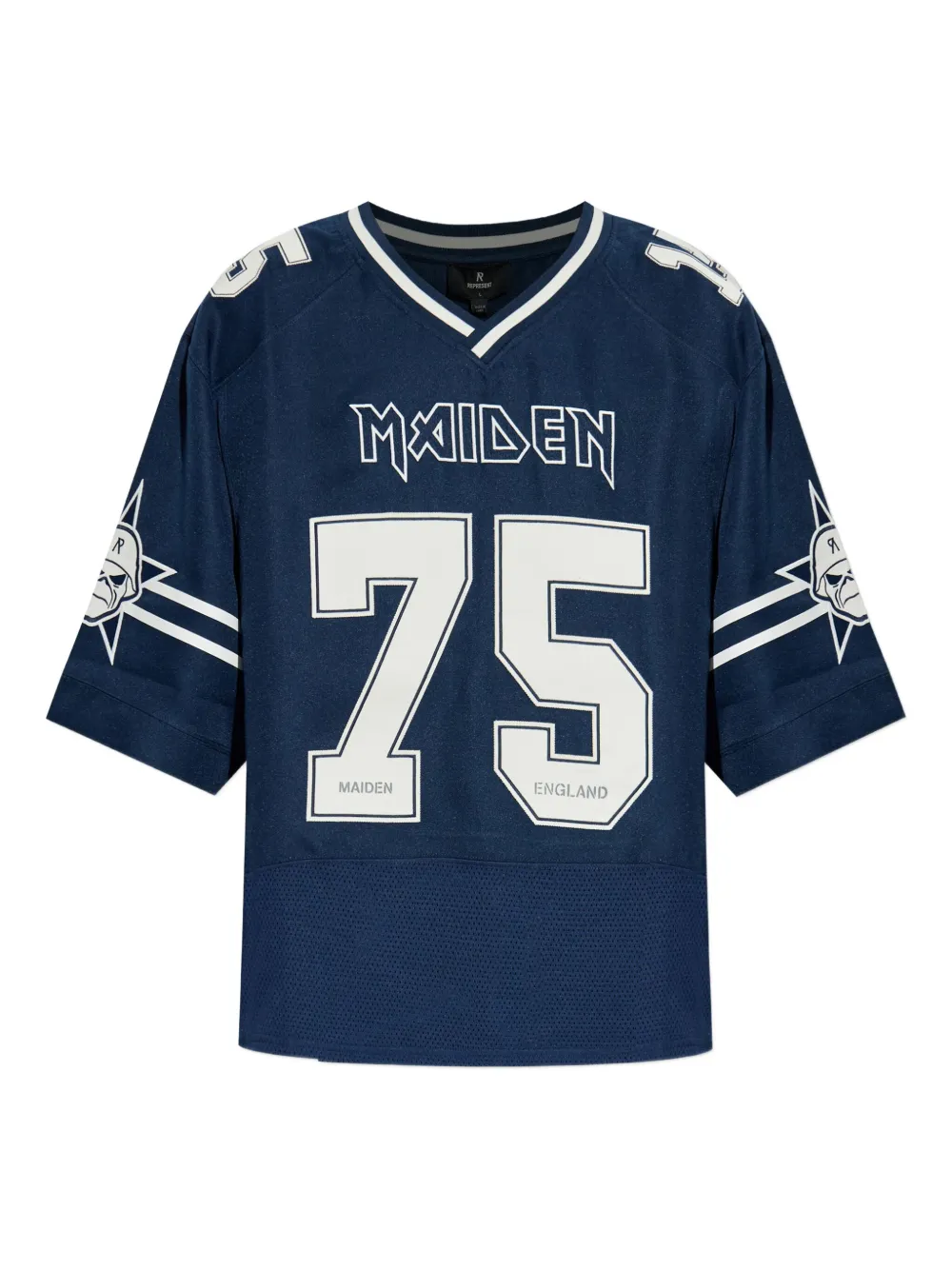 Represent x Iron Maiden Anniversary number 75 star-embellished jersey | Blue | Image 1
