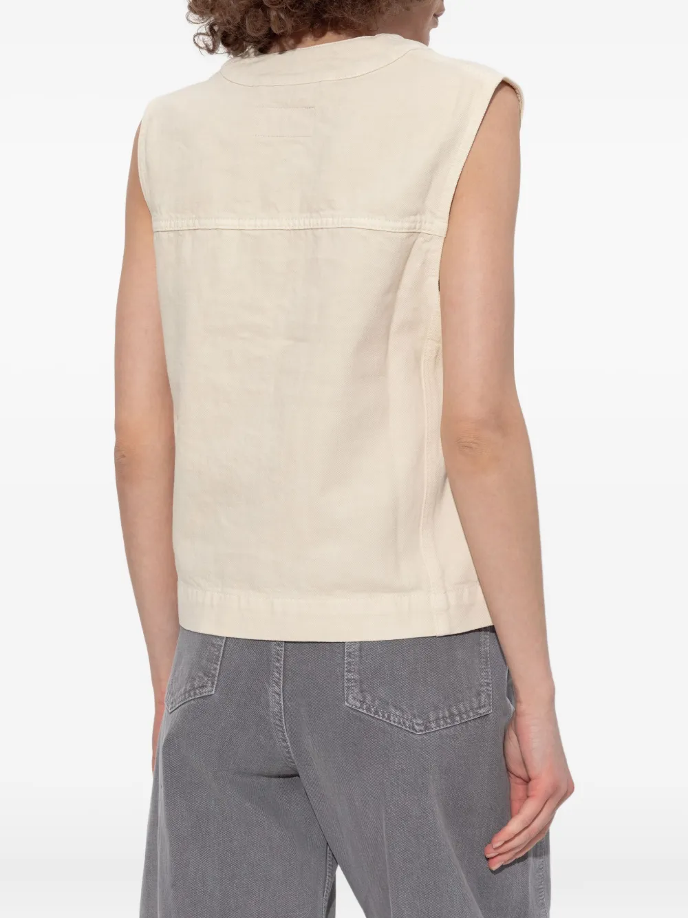 Lemaire Button-fastening Sleeveless Vest In Neutral