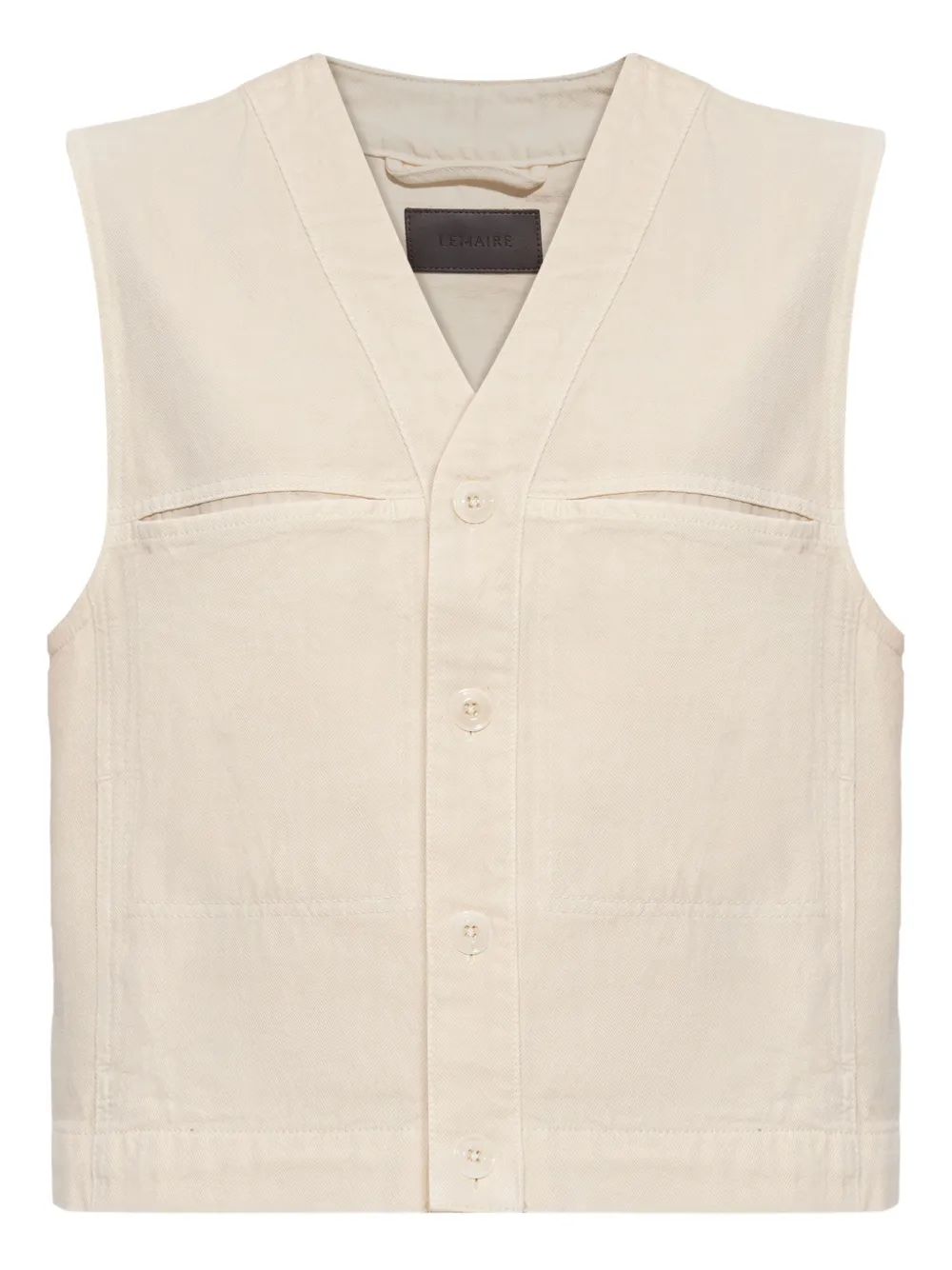 Lemaire Button-fastening Sleeveless Vest In Neutral