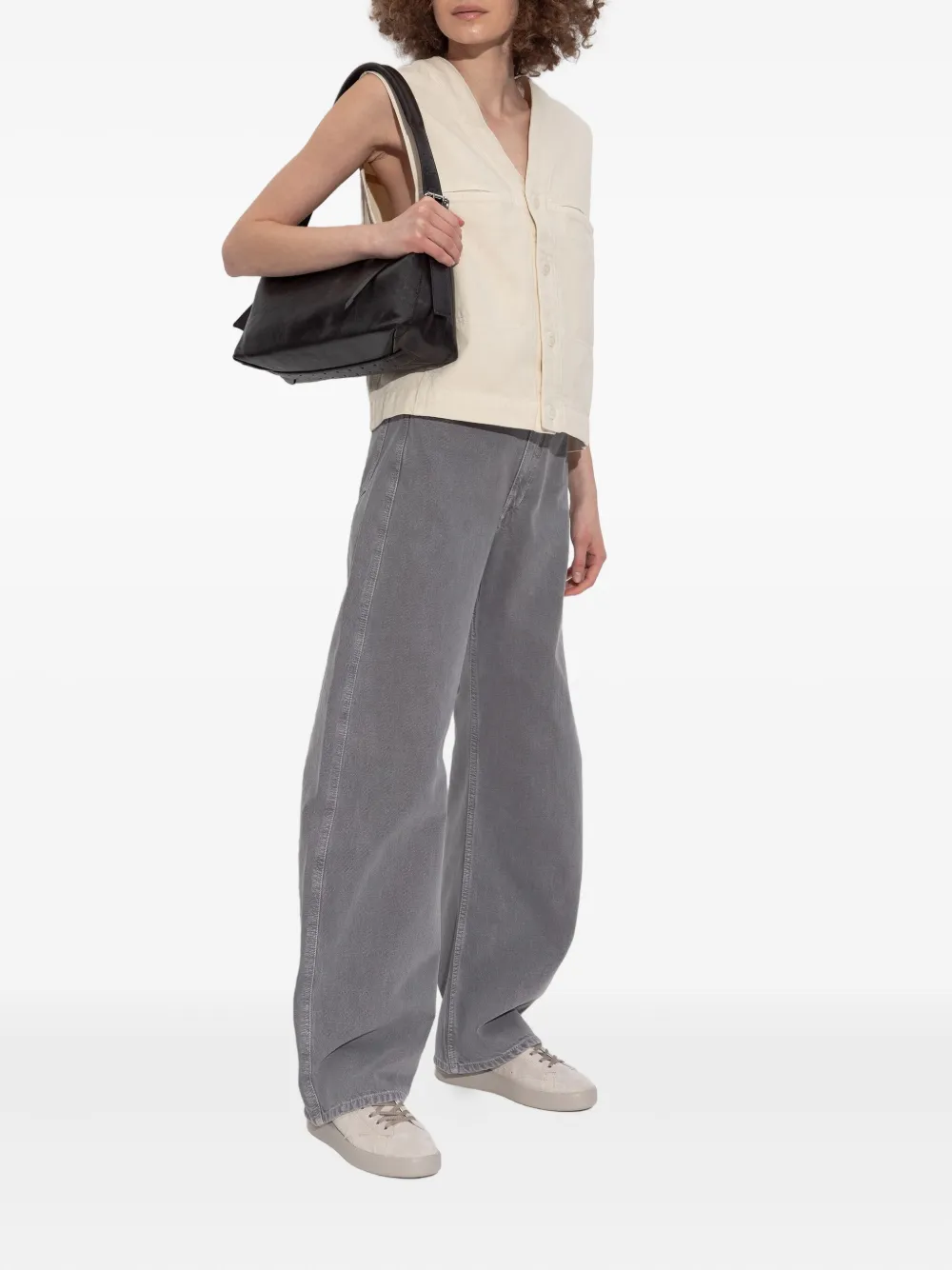 Lemaire Button-fastening Sleeveless Vest In Neutral