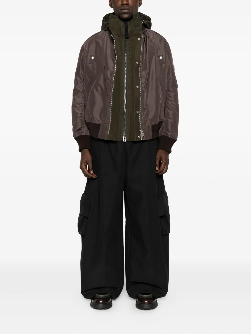 sacai Bomberjack met capuchon en rits Bruin