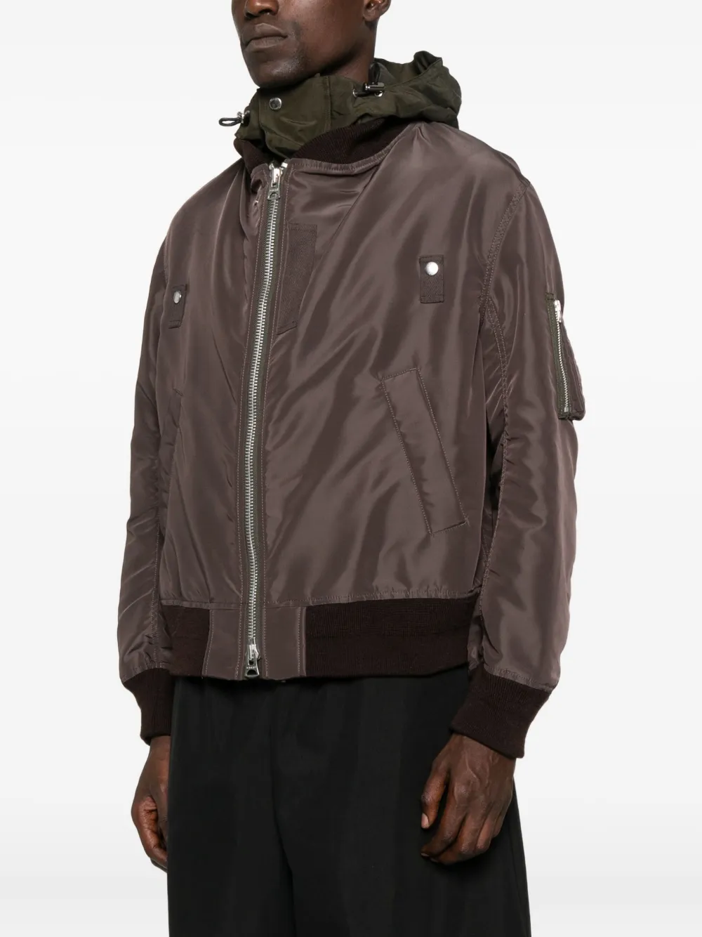 sacai Bomberjack met capuchon en rits Bruin
