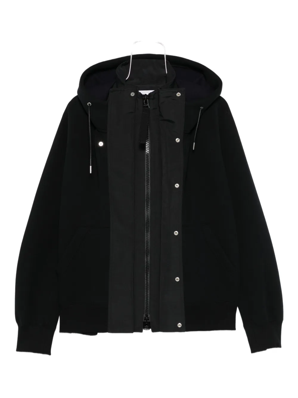 Sacai Mens Black Sponge Relaxed Cotton-nylon Blend Hoody In Black