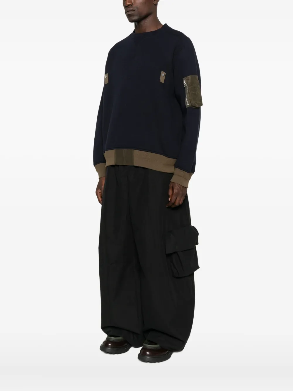 sacai Trui met ritssluiting en vlakken Blauw