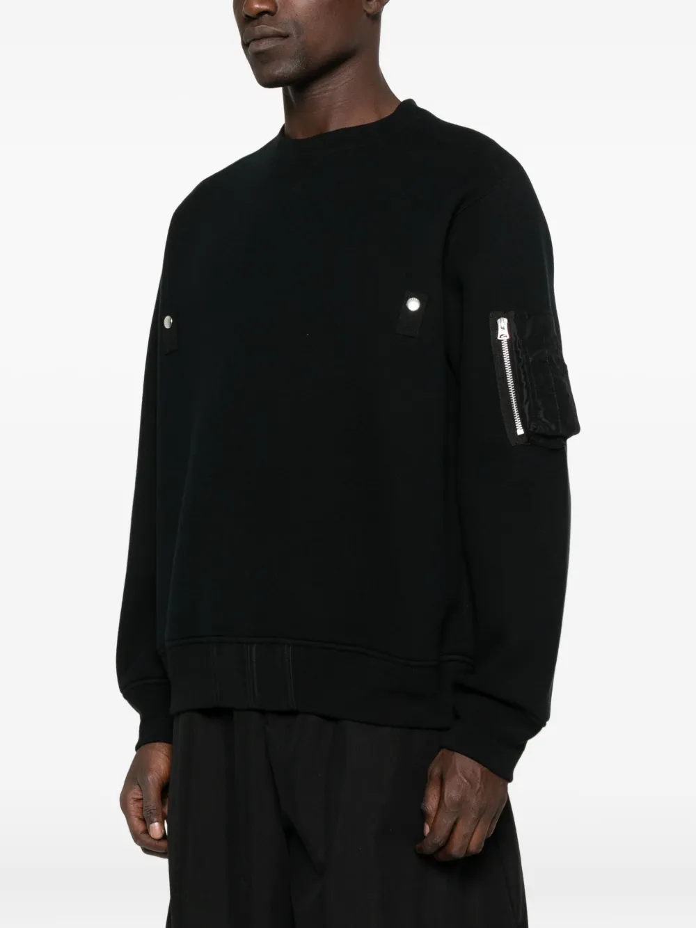 sacai Trui met ritszak en knoopsluiting Zwart