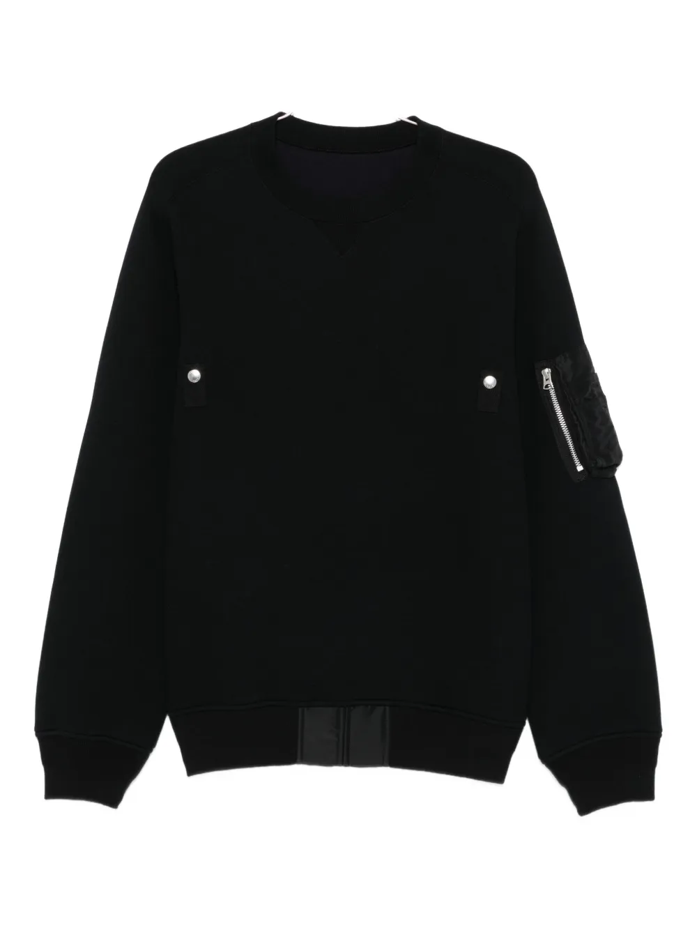Sacai Button-fastening Zip-pocket Sweater In Black