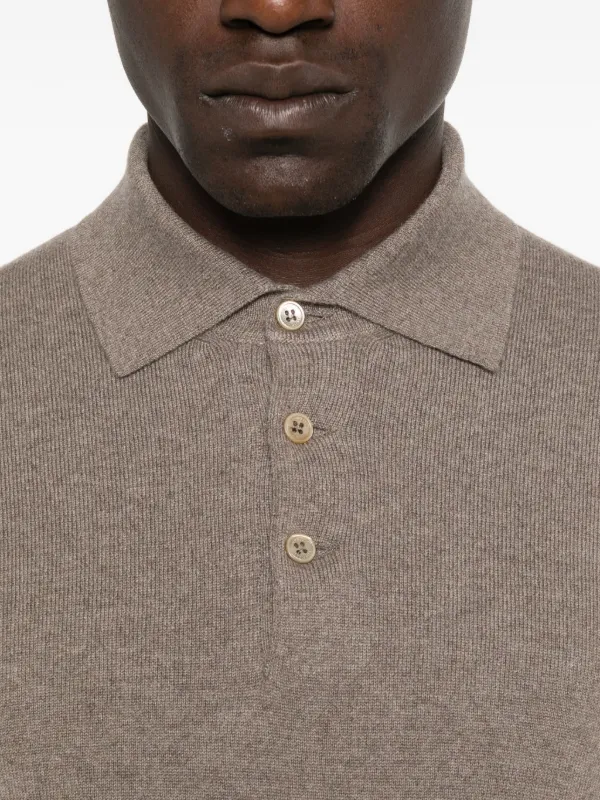 Brunello Cucinelli ポロカラー カシミアセーター | ブラウン