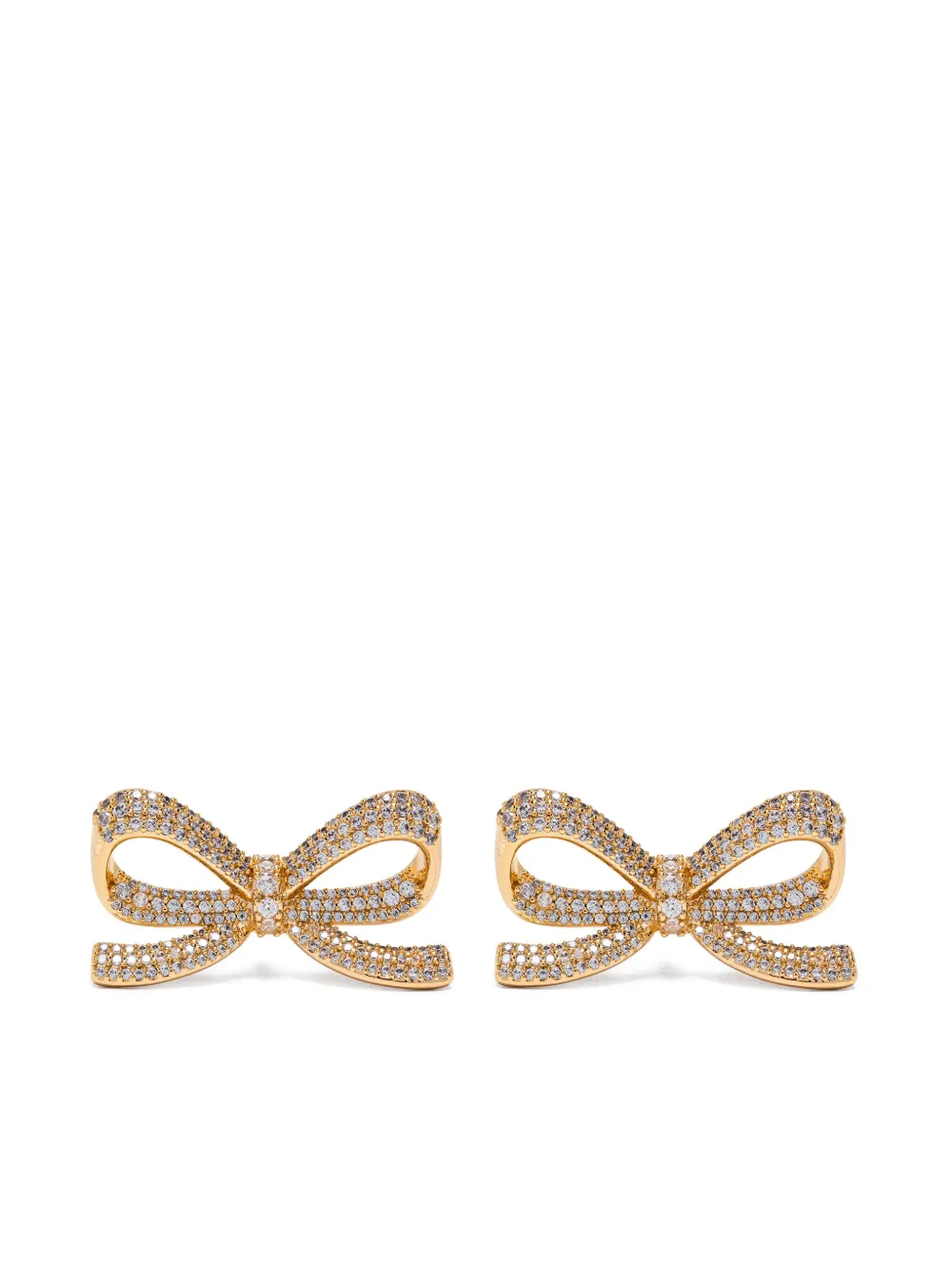 Self-Portrait bow crystal earrings | Gold | Image 1