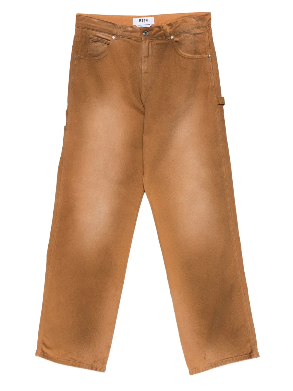 MSGM faded cotton trousers | Brown | Image 1