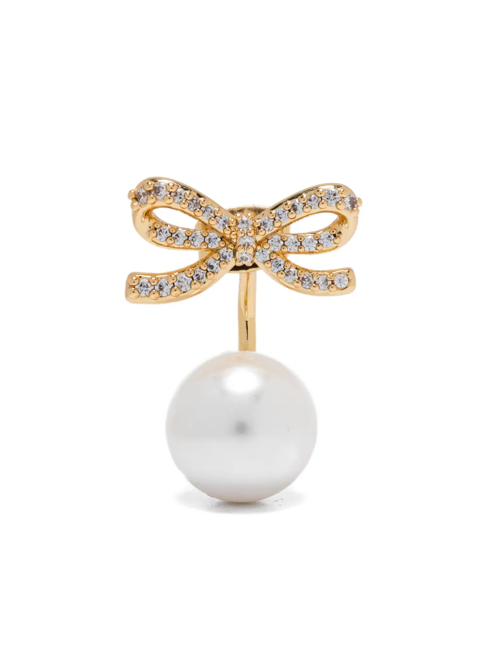 Self-portrait Pearl Bow Earrings In Gold