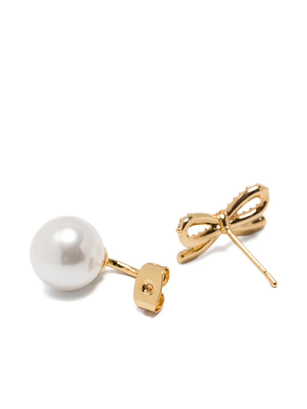 Self-portrait Pearl Bow Earrings In Gold