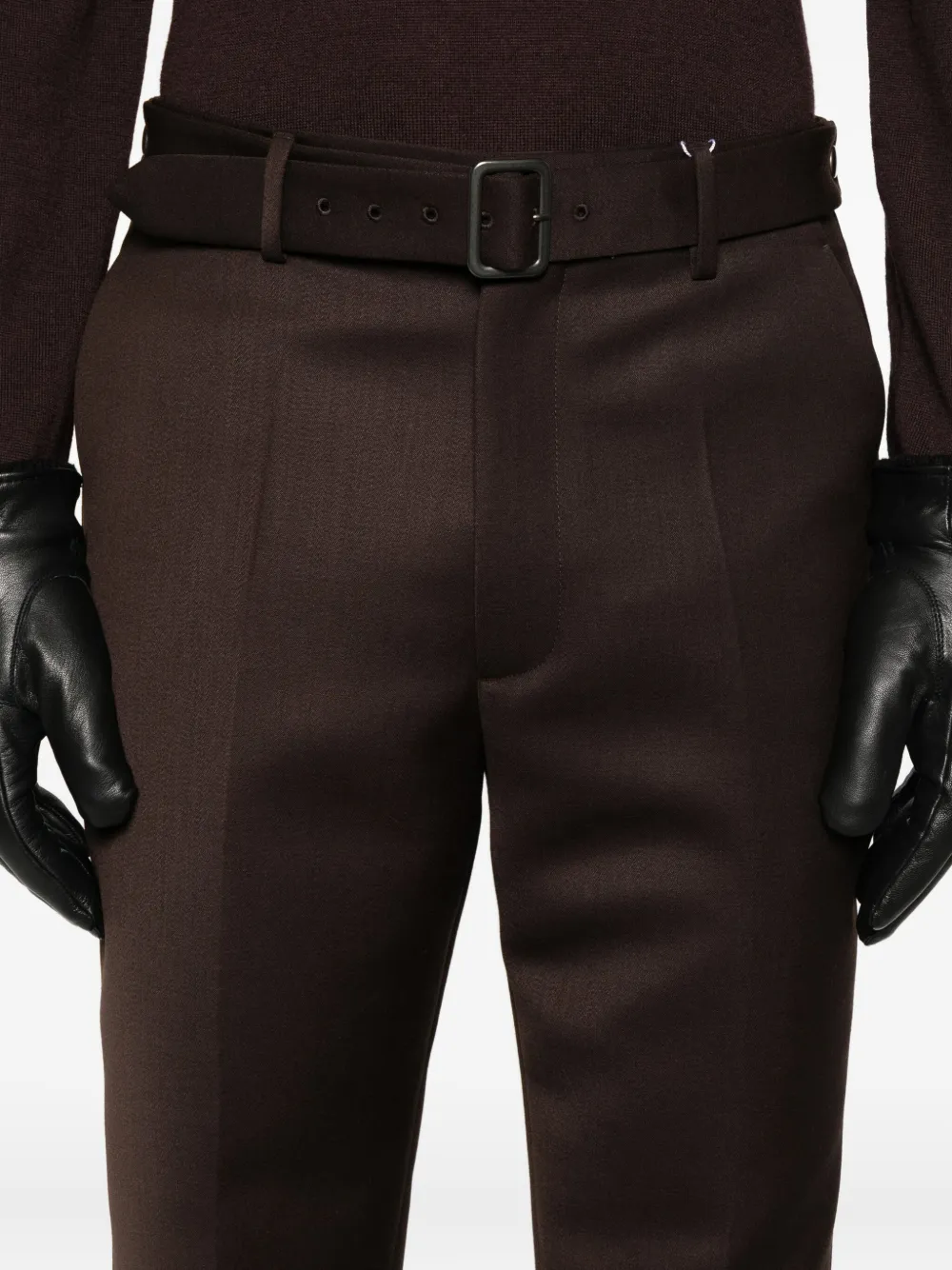 MM6 Maison Margiela belted cotton trousers Bruin
