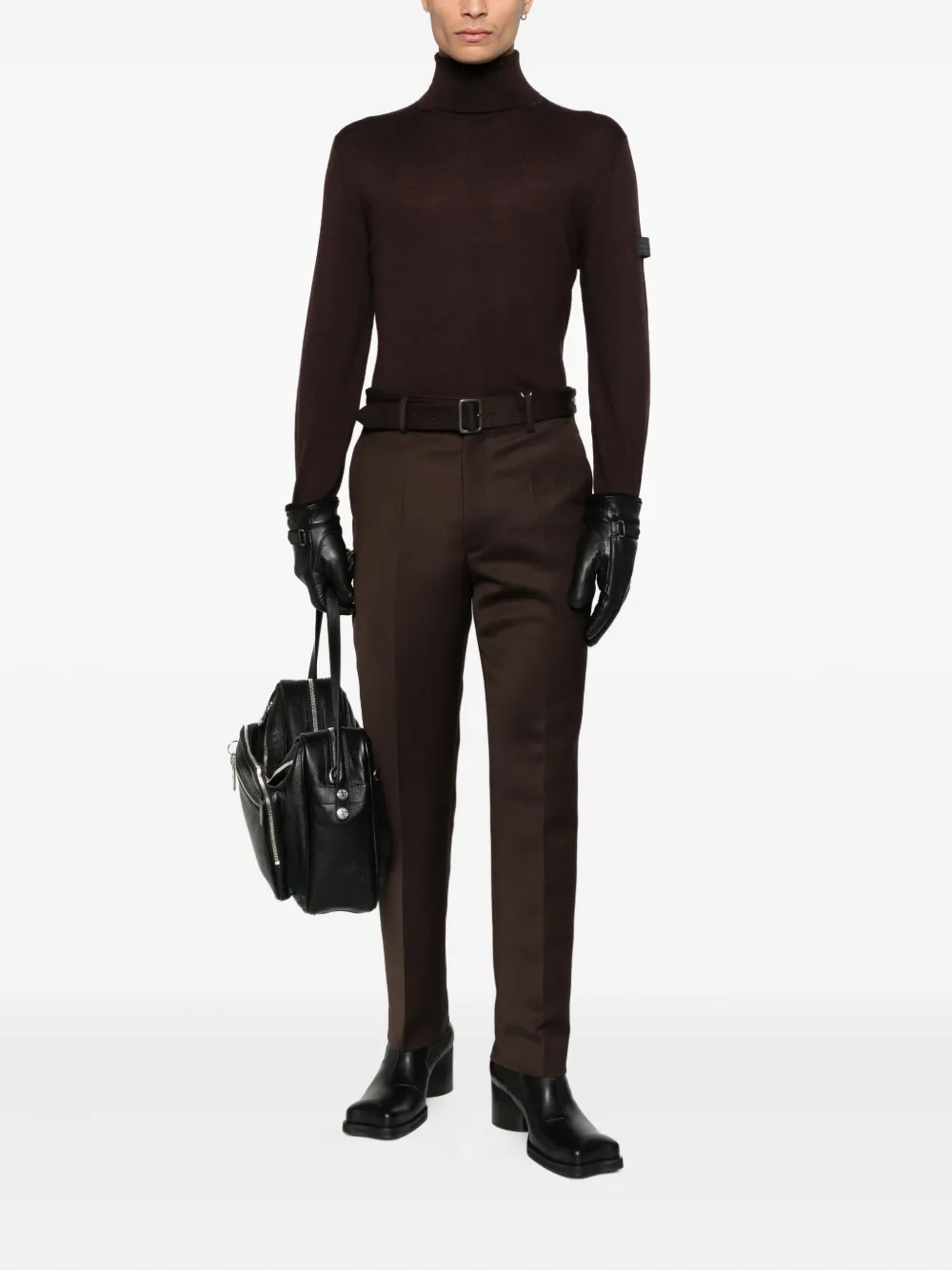 MM6 Maison Margiela belted cotton trousers Bruin