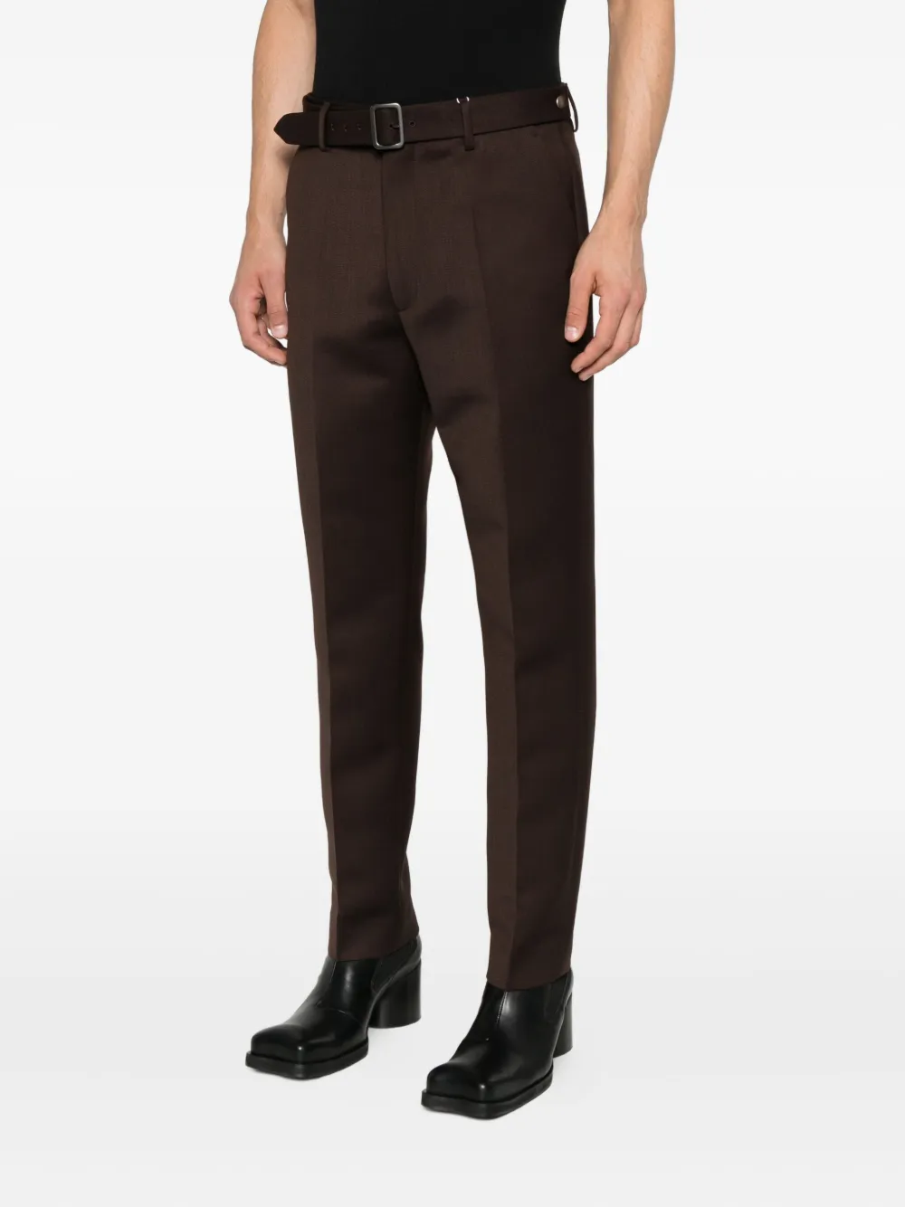MM6 Maison Margiela belted cotton trousers Bruin