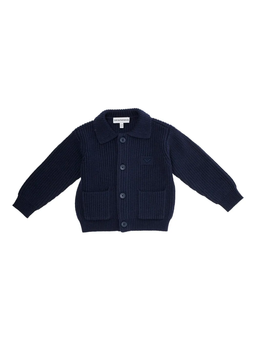 Emporio Ar i Kids ribbed collared cardigan Blauw
