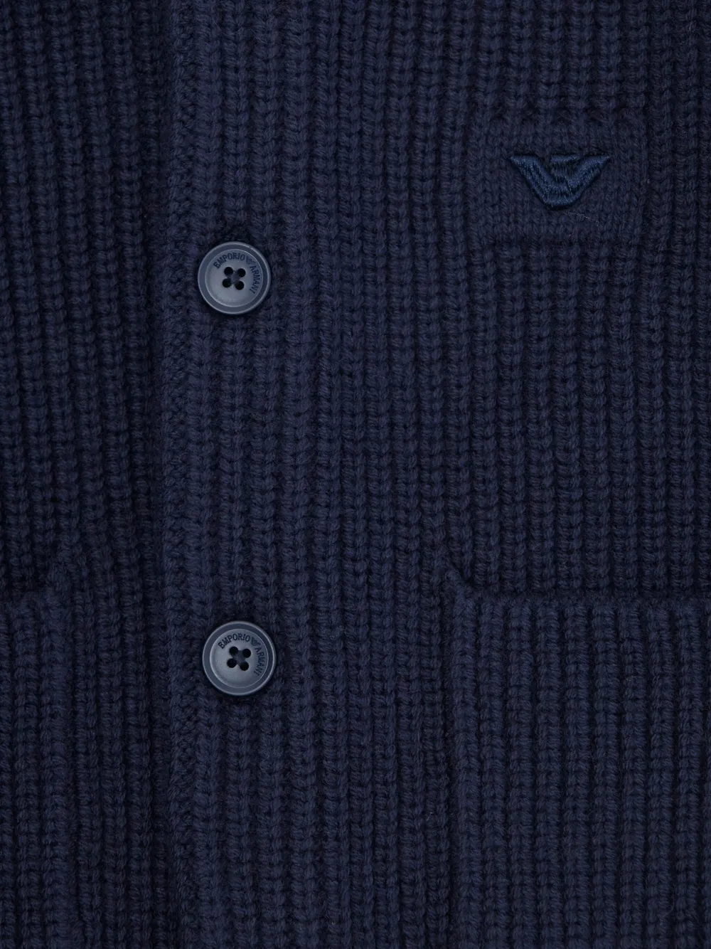 Emporio Armani Kids ribbed collared cardigan Blauw
