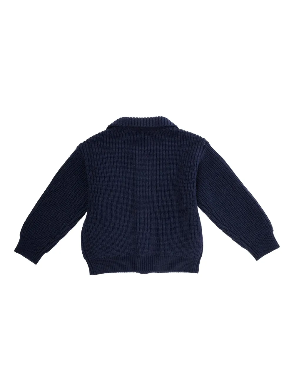Emporio Armani Kids ribbed collared cardigan Blauw