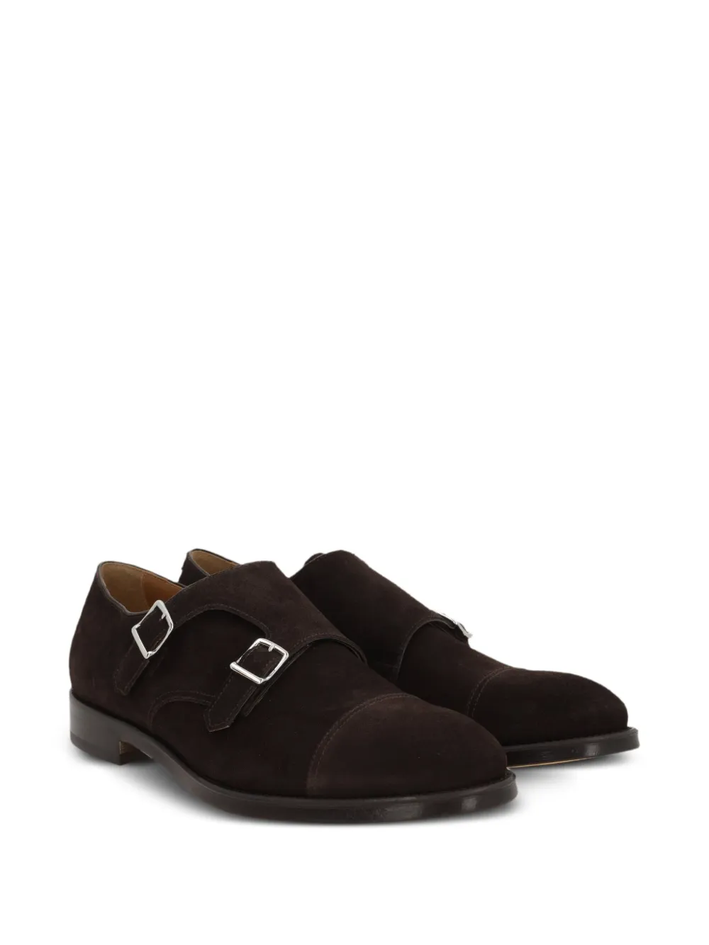 Doucal's double-buckle suede shoes Brown